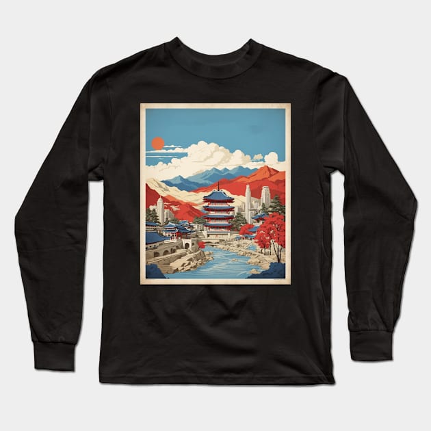 Bucheon South Korea Travel Tourism Retro Vintage Art Long Sleeve T-Shirt by TravelersGems